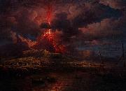 William Marlow Vesuvius erupting at Night Germany oil painting artist